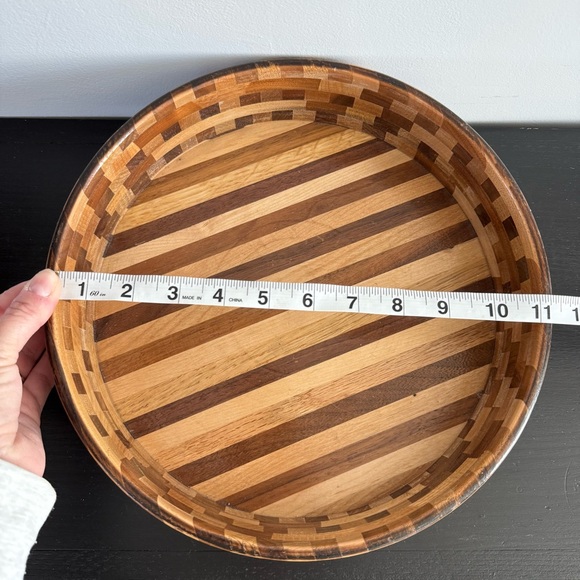 Vintage | Large 11 Inch Segmented Wood Bowl Handcrafted Artisan Turned Art Mixed - Picture 7 of 8